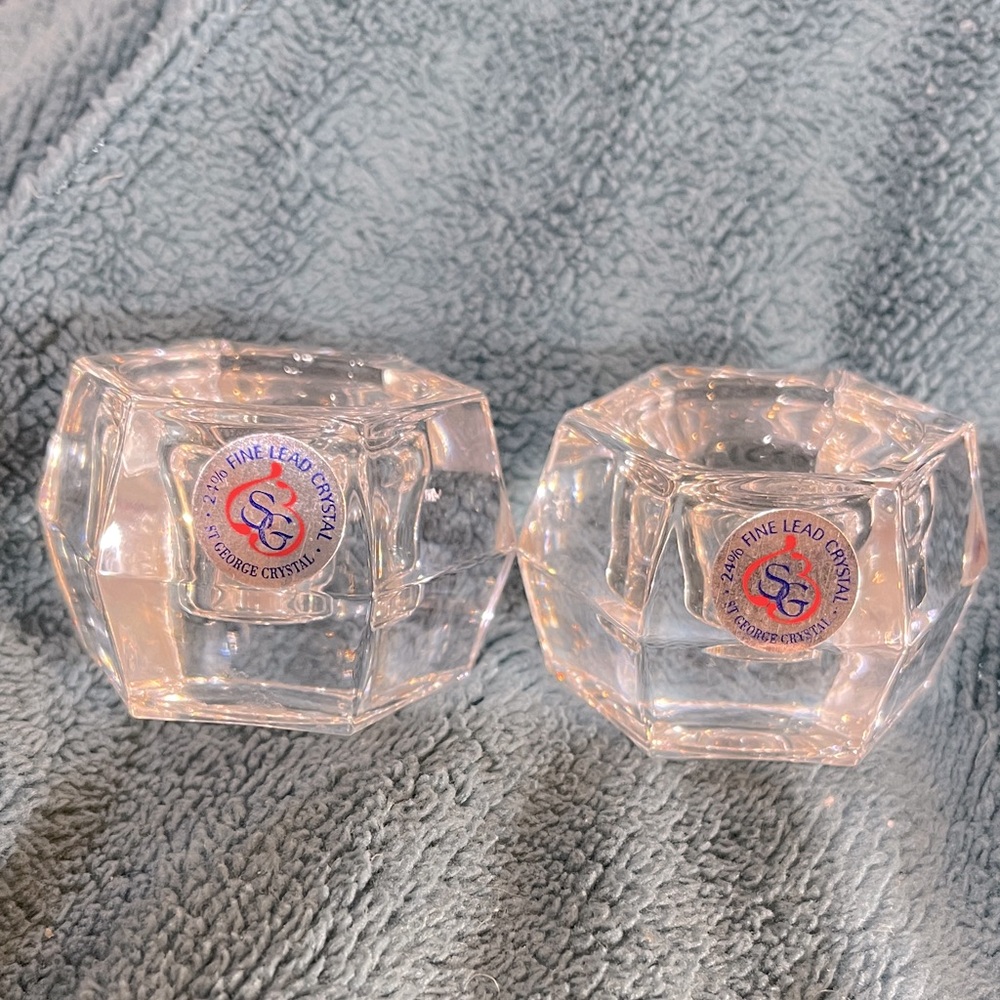 ST. GEORGE 24% FINE LEAD CRYSTAL NWT SET OF 2